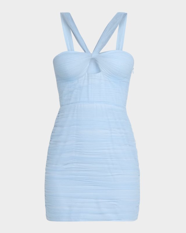 Cutout Pleated Tulle Mini Dress
